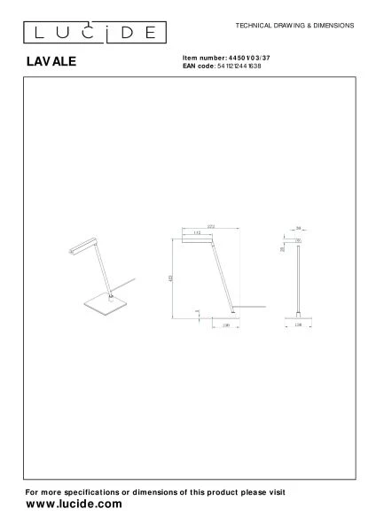 Lucide LAVALE - Tischlampe - LED Dim. - 1x3W 2700K - Türkis - technisch